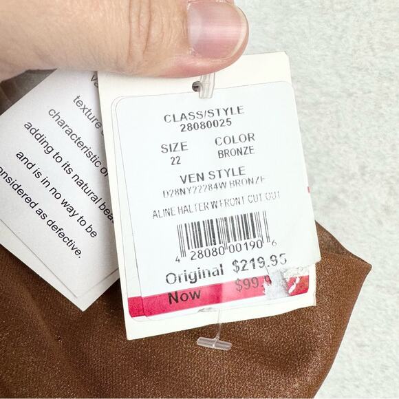 NWT Galina Signature Beaded Belt Chiffon Halter A-Line Bodice Cutout Gown - 22 - Picture 10 of 16